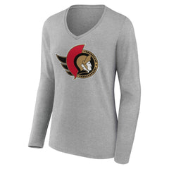 Ottawa Senators Women's Primary Logo Long Sleeve V-Neck T-Shirt Outlet