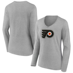 Philadelphia Flyers Women's Primary Logo Long Sleeve V-Neck T-Shirt For Sale