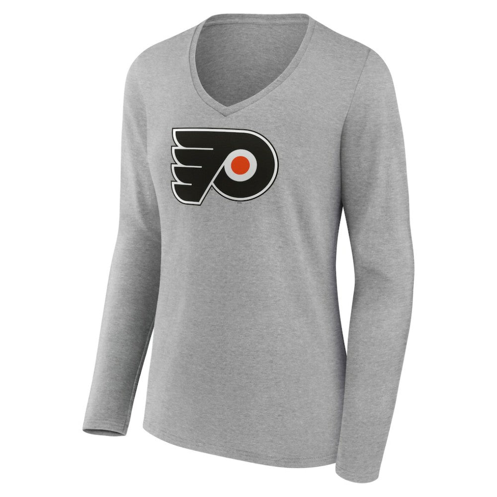 Philadelphia Flyers Women's Primary Logo Long Sleeve V-Neck T-Shirt For Sale
