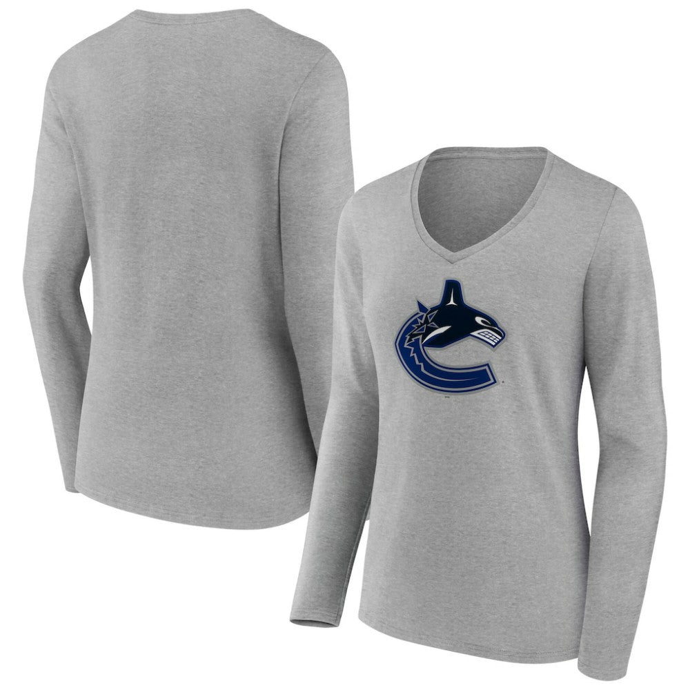 Vancouver Canucks Women's Primary Logo Long Sleeve V-Neck T-Shirt Online