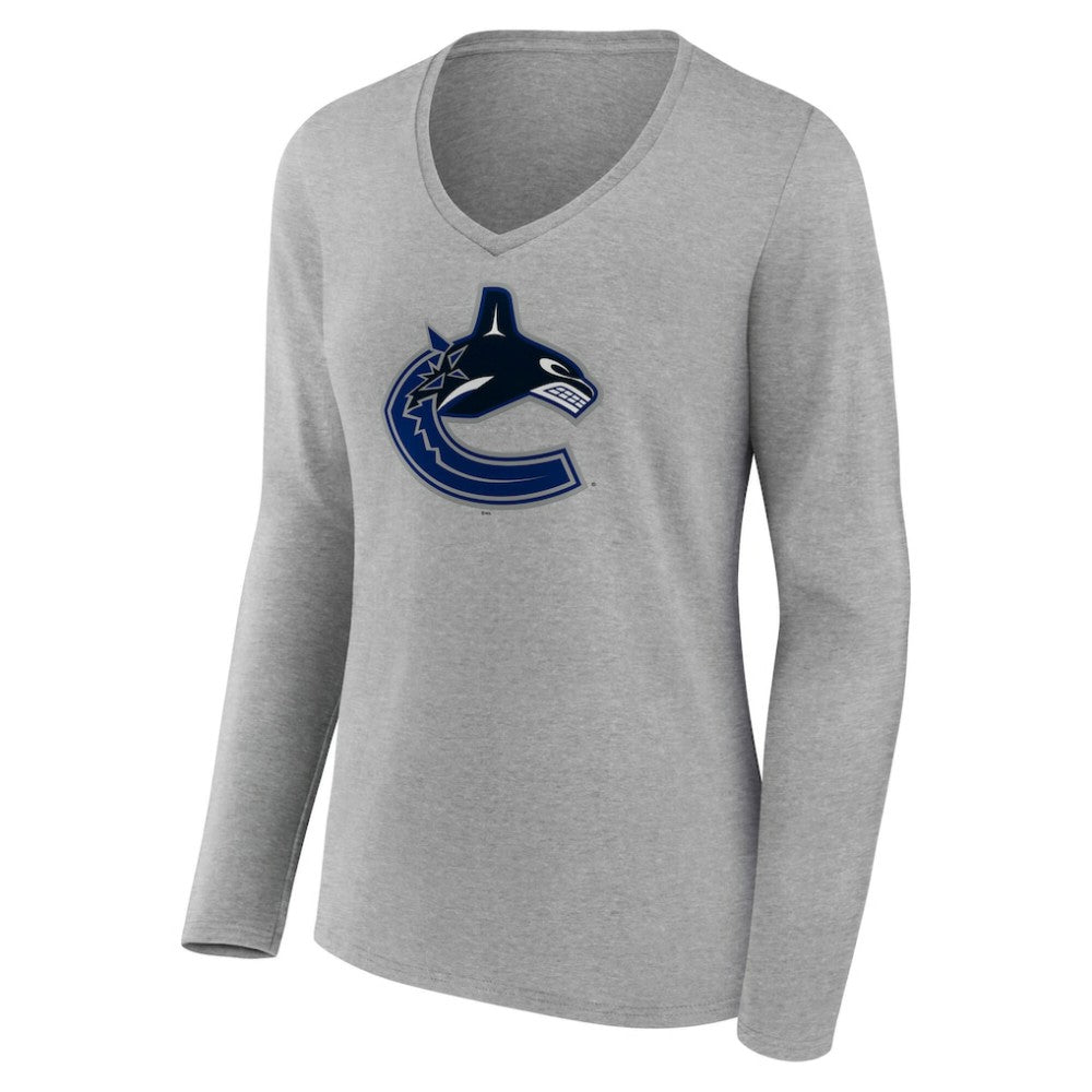 Vancouver Canucks Women's Primary Logo Long Sleeve V-Neck T-Shirt Online