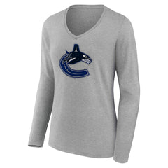 Vancouver Canucks Women's Primary Logo Long Sleeve V-Neck T-Shirt Online