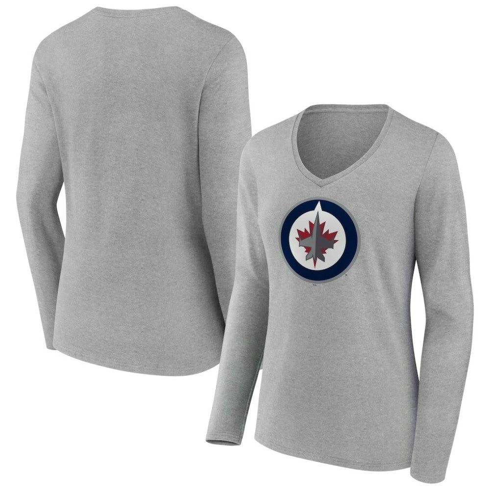 Winnipeg Jets Women's Primary Logo Long Sleeve V-Neck T-Shirt Online