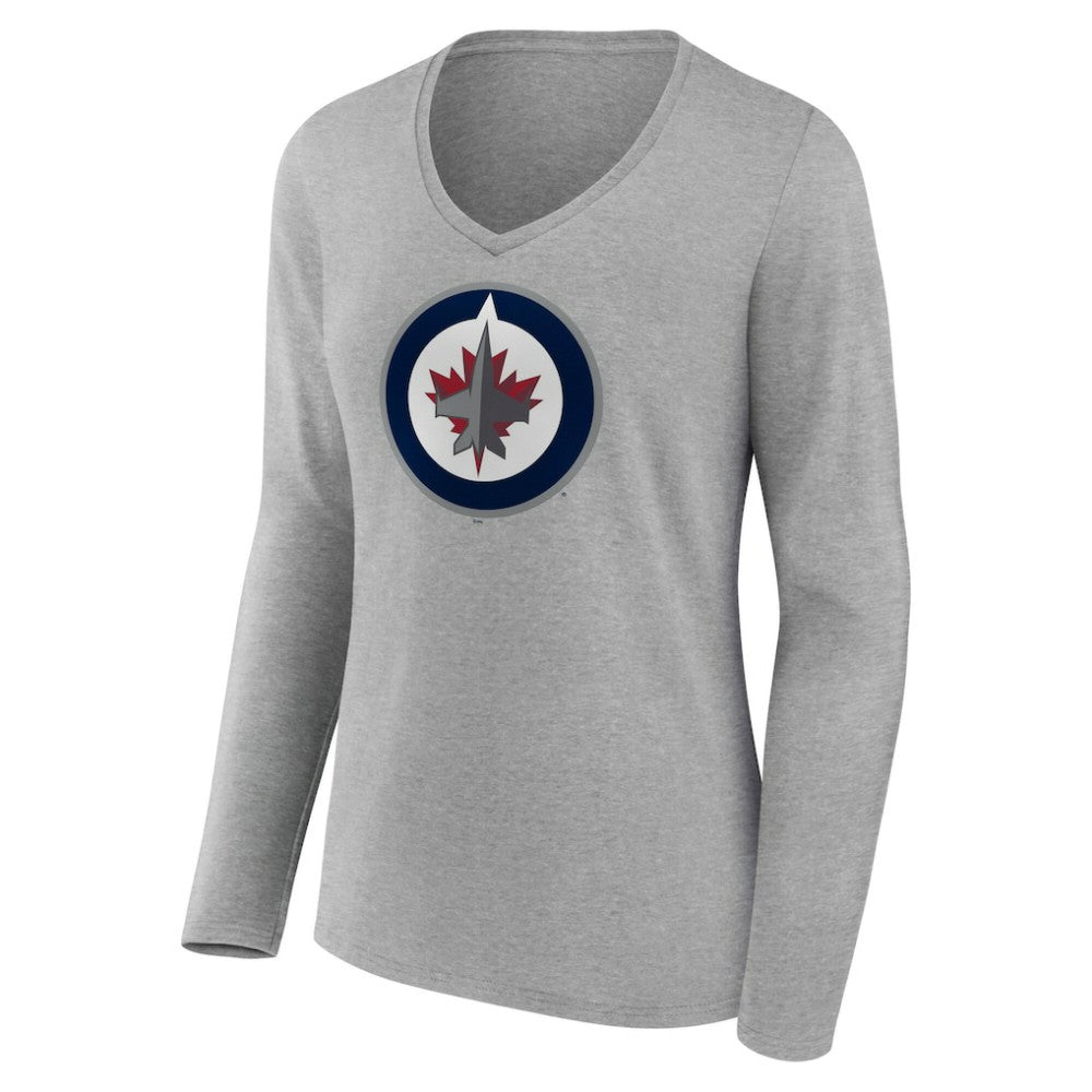 Winnipeg Jets Women's Primary Logo Long Sleeve V-Neck T-Shirt Online