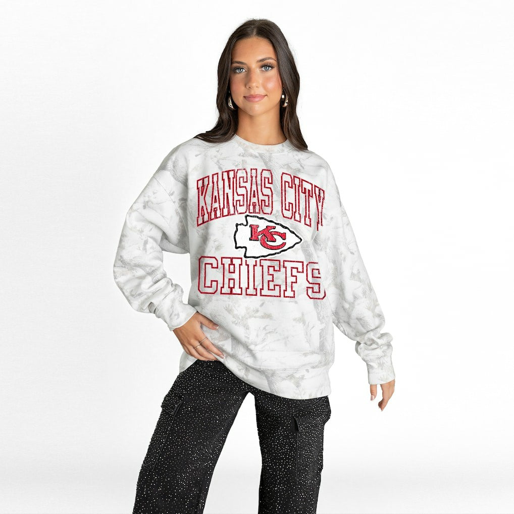 Kansas City Chiefs  Gameday Couture Women's Whiteout Oversized Premium Fleece Sweatshirt