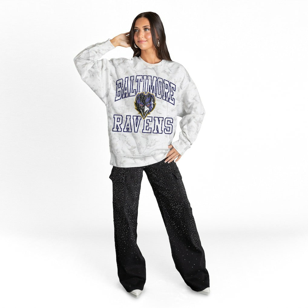Baltimore Ravens  Gameday Couture Women's Whiteout Oversized Premium Fleece Sweatshirt