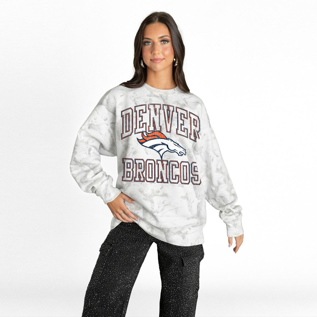 Denver Broncos  Gameday Couture Women's Whiteout Oversized Premium Fleece Sweatshirt