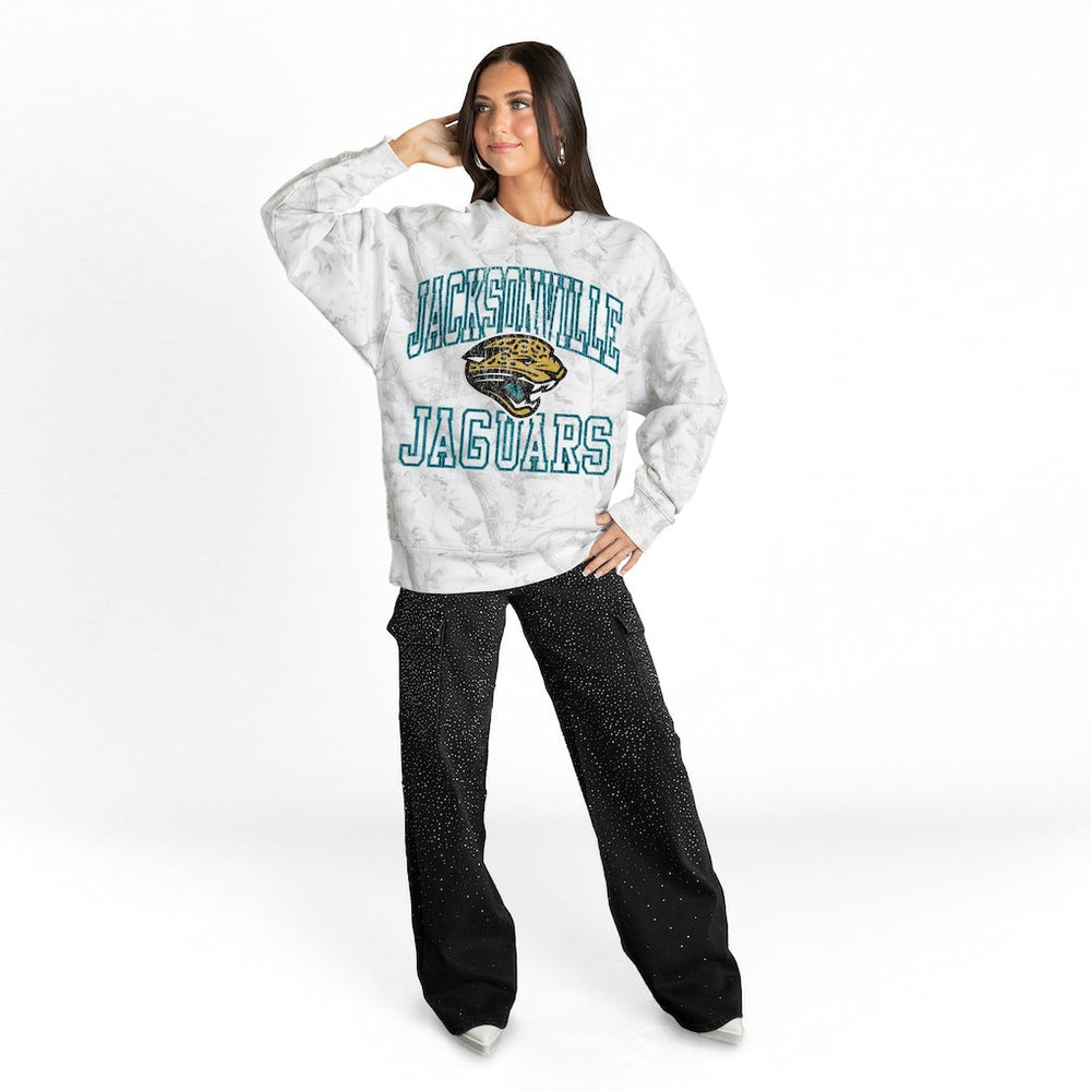 Jacksonville Jaguars  Gameday Couture Women's Whiteout Oversized Premium Fleece Sweatshirt