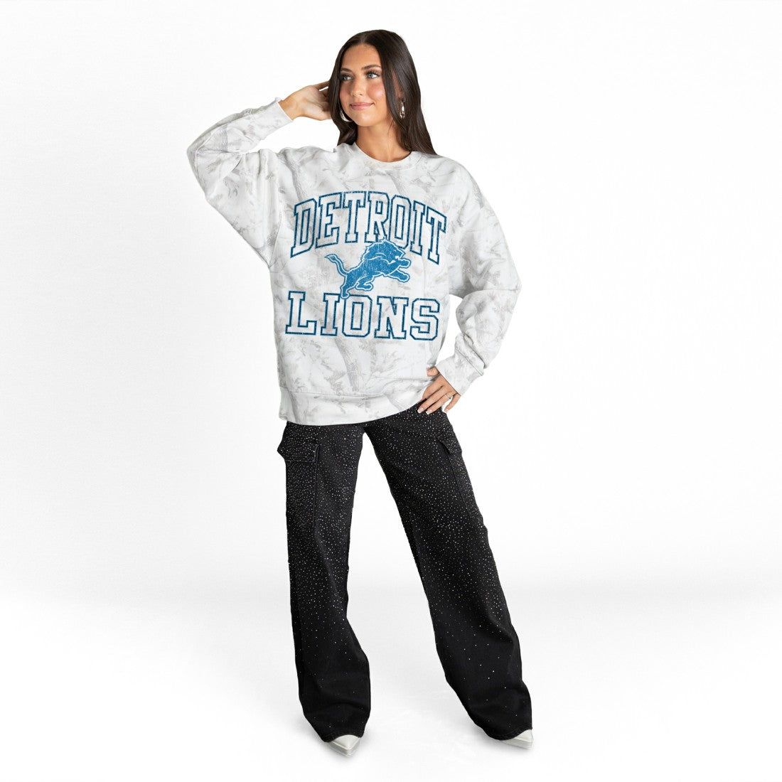 Detroit Lions  Gameday Couture Women's Whiteout Oversized Premium Fleece Sweatshirt