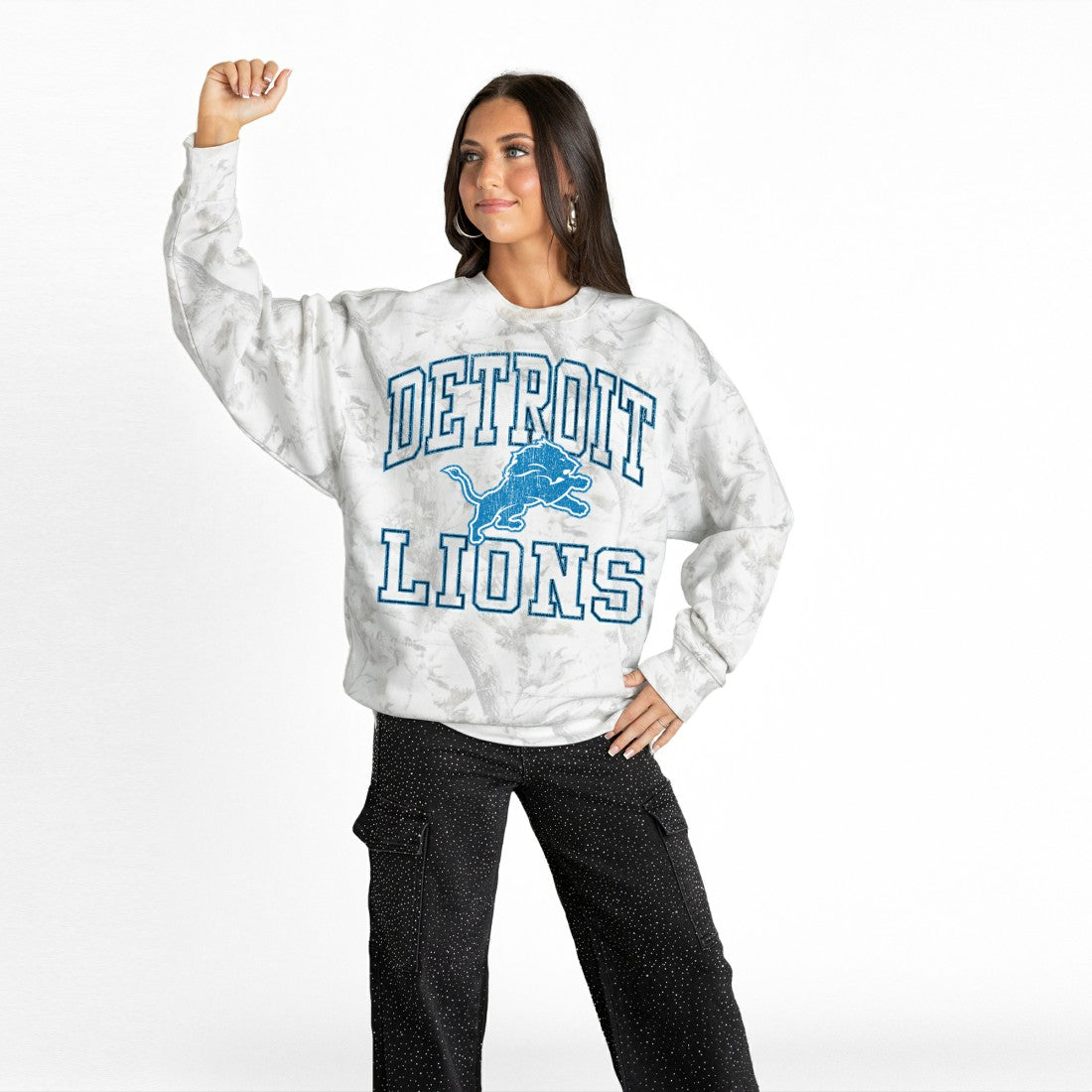 Detroit Lions  Gameday Couture Women's Whiteout Oversized Premium Fleece Sweatshirt