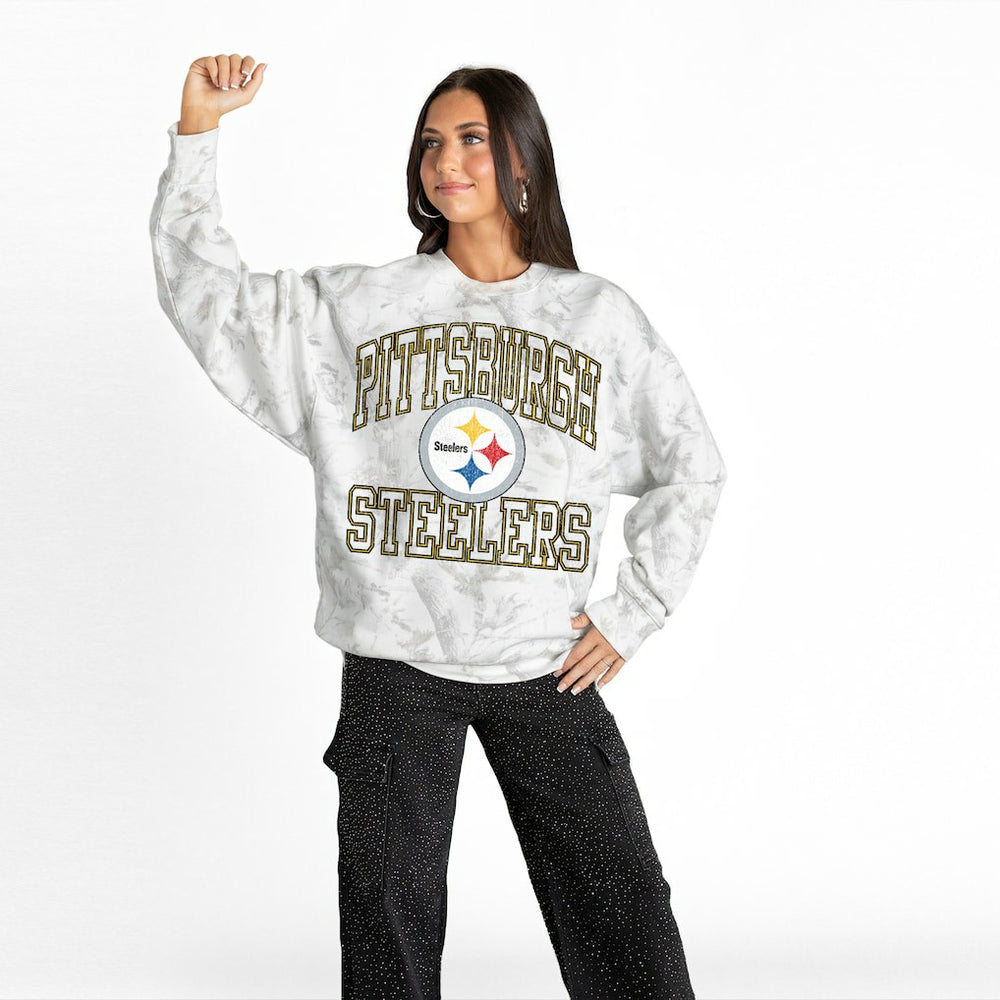 Pittsburgh Steelers  Gameday Couture Women's Whiteout Oversized Premium Fleece Sweatshirt