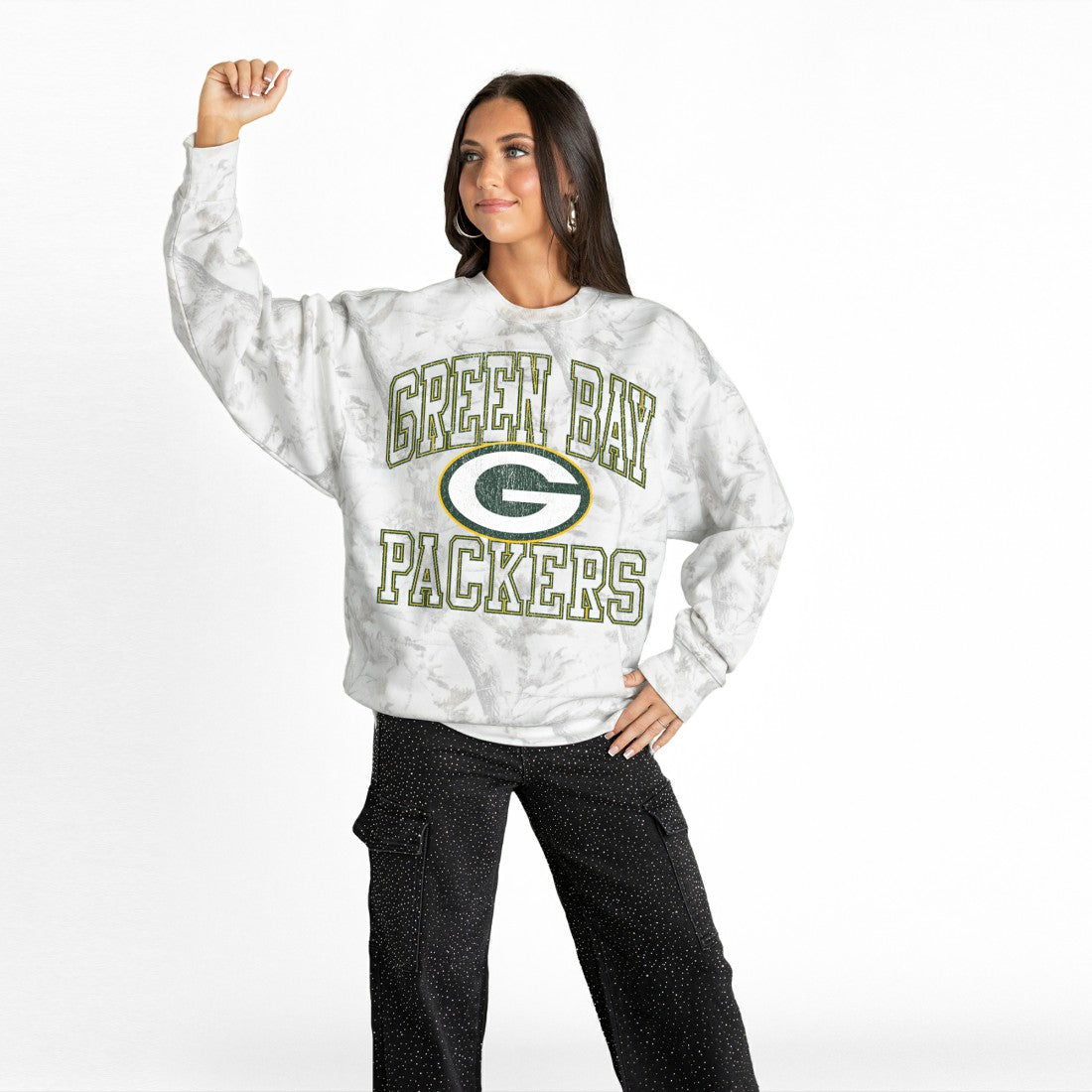 Green Bay Packers  Gameday Couture Women's Whiteout Oversized Premium Fleece Sweatshirt