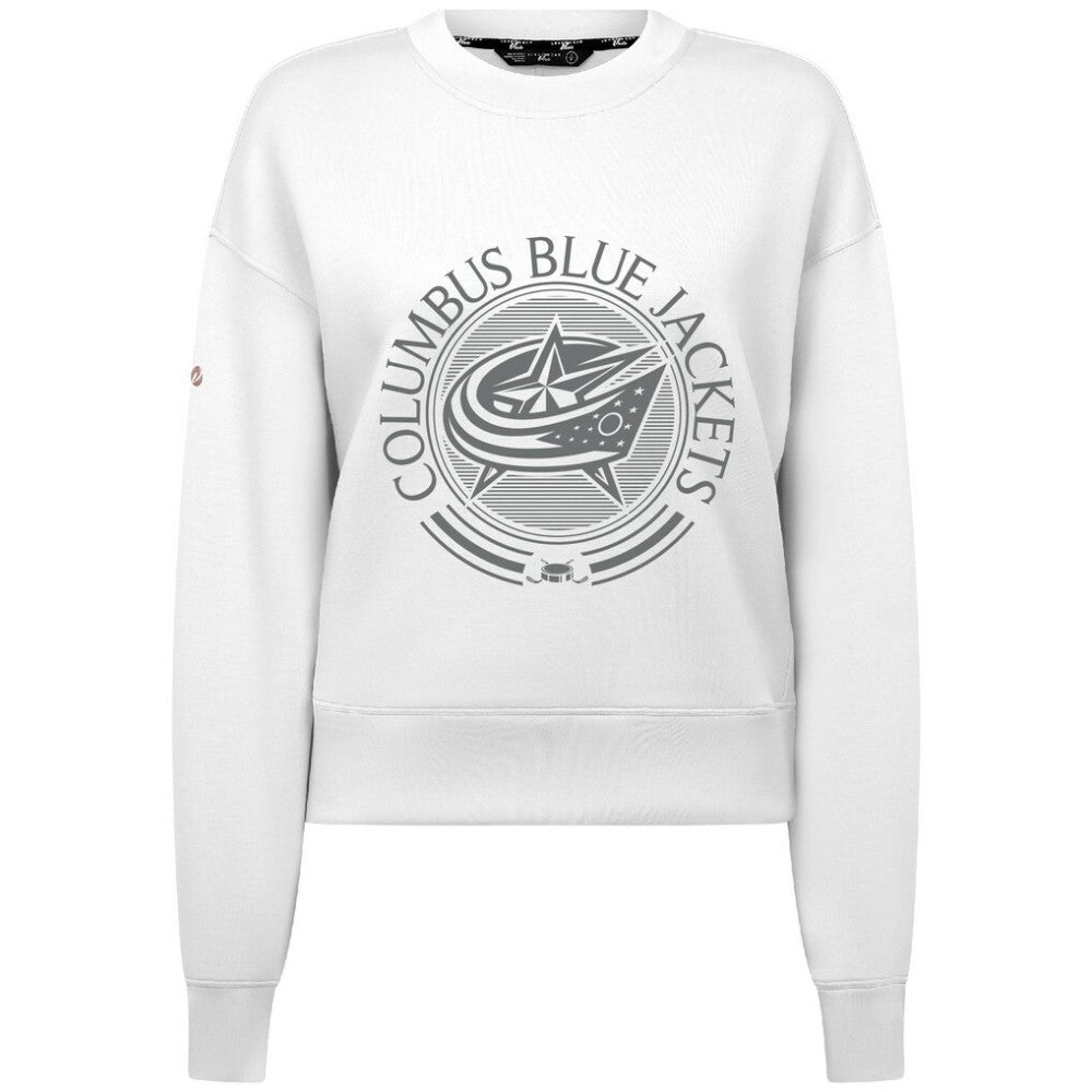 Columbus Blue Jackets Levelwear Women's Slate & Snow Sponge Tri-Blend Sweatshirt For Sale