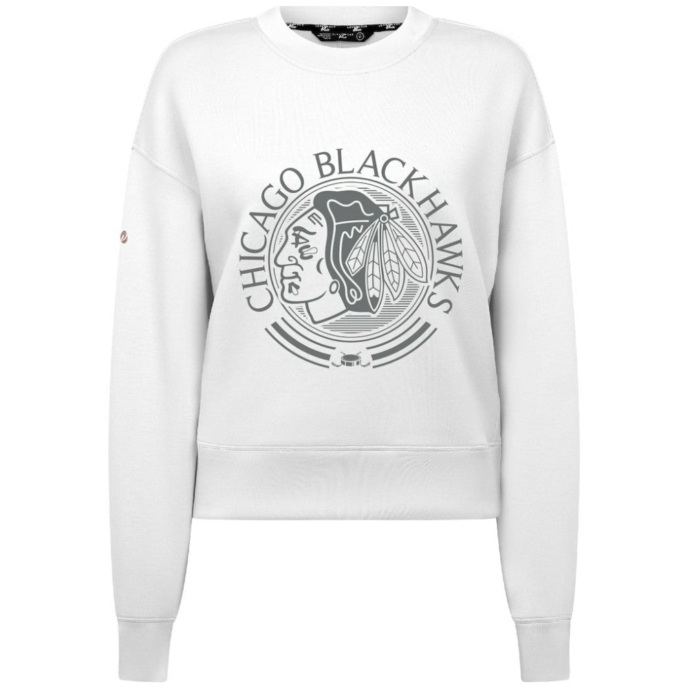 Chicago Blackhawks Levelwear Women's Slate & Snow Sponge Tri-Blend Sweatshirt On Sale
