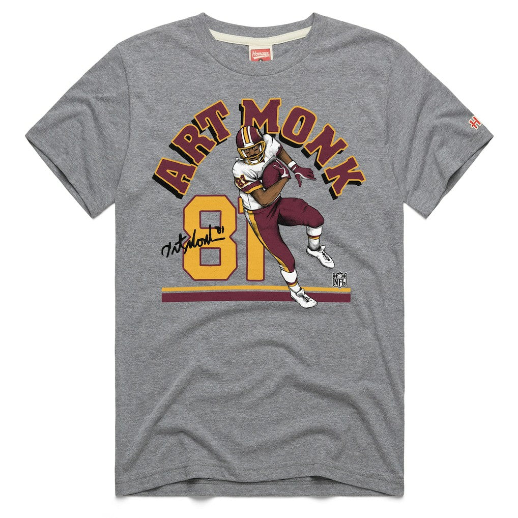 Washington Commanders  Art Monk  Homage Unisex Retired Player Classic Illustration Tri-Blend T-Shirt