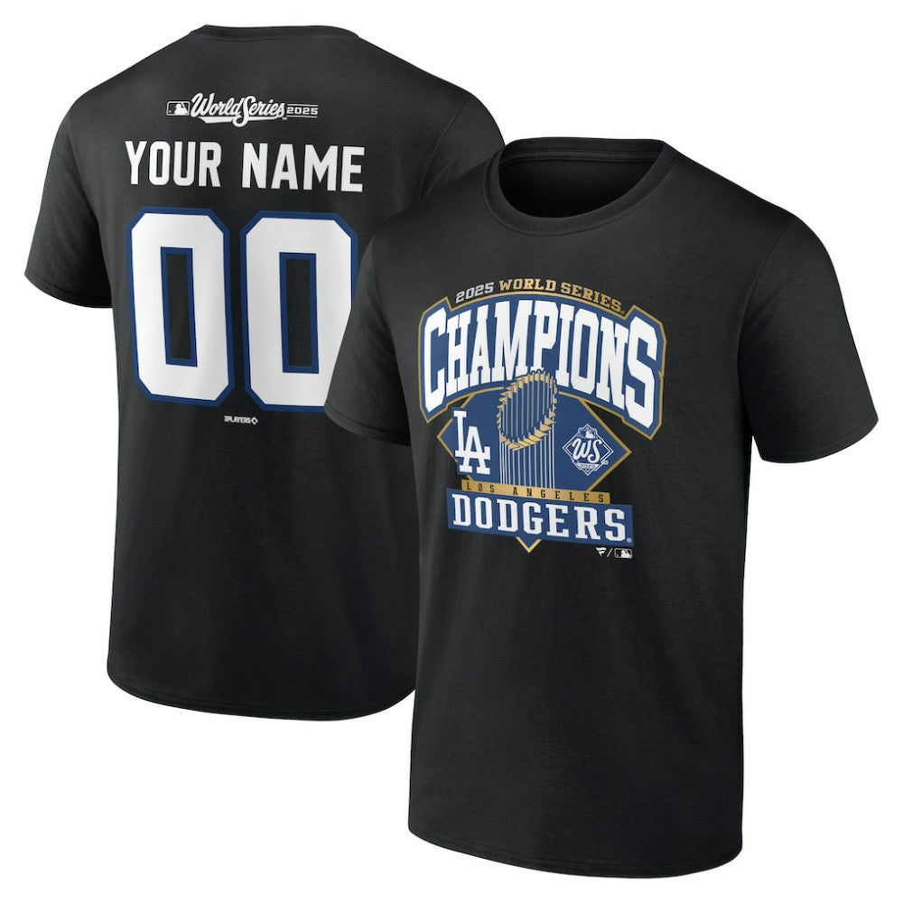 Los Angeles Dodgers 2025 World Series Champions Custom Name & Number T-Shirt | MLB On Sale
