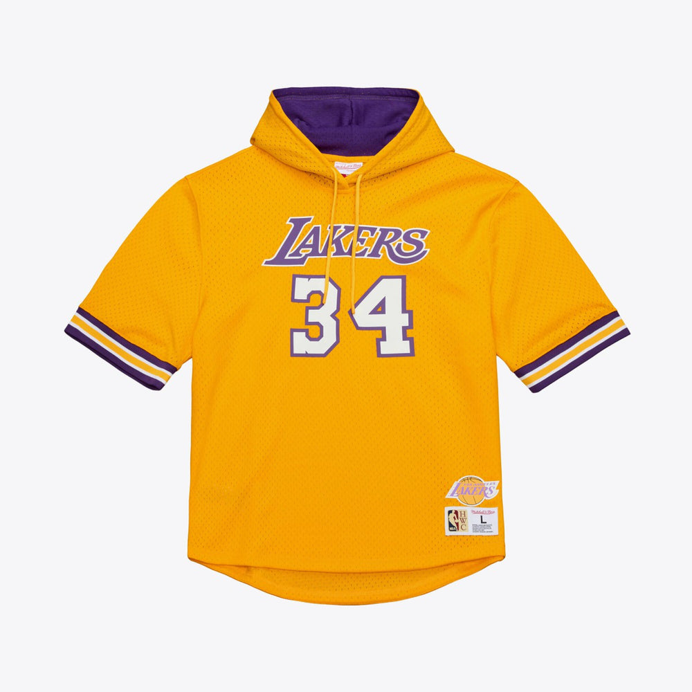 Shaquille O'Neal Los Angeles Lakers Mesh Name & Number Short Sleeve Hoodie New