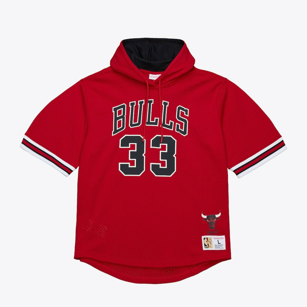Scottie Pippen Chicago Bulls Mesh Name & Number Short Sleeve Hoodie sale Discount