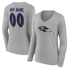 Baltimore Ravens  Women's Team Authentic Personalized Name & Number Long Sleeve V-Neck T-Shirt
