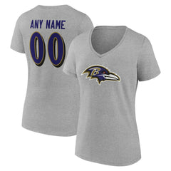 Baltimore Ravens  Women's Team Authentic Personalized Name & Number V-Neck T-Shirt