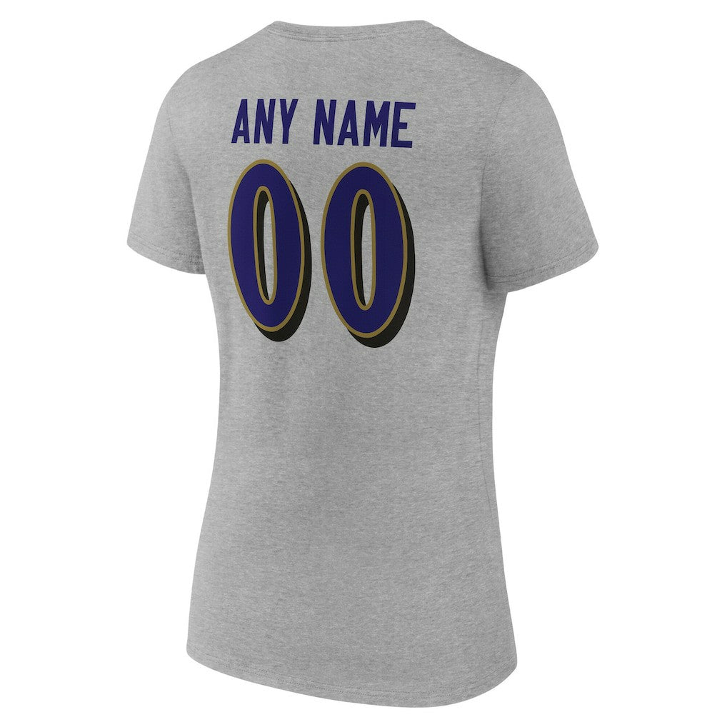 Baltimore Ravens  Women's Team Authentic Personalized Name & Number V-Neck T-Shirt
