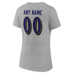 Baltimore Ravens  Women's Team Authentic Personalized Name & Number V-Neck T-Shirt