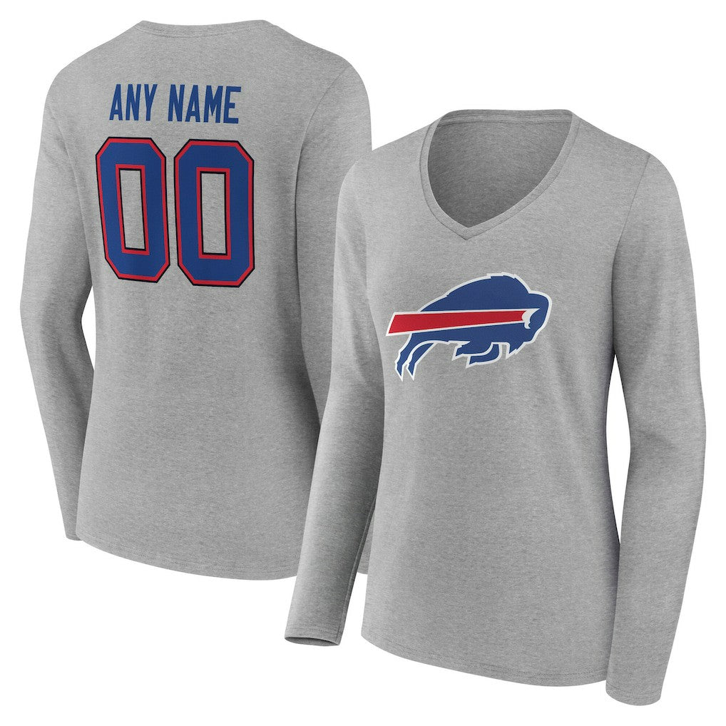 Buffalo Bills  Women's Team Authentic Personalized Name & Number Long Sleeve V-Neck T-Shirt