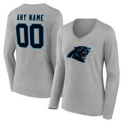 Carolina Panthers  Women's Team Authentic Personalized Name & Number Long Sleeve V-Neck T-Shirt