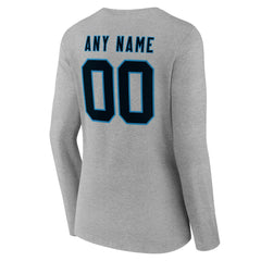 Carolina Panthers  Women's Team Authentic Personalized Name & Number Long Sleeve V-Neck T-Shirt