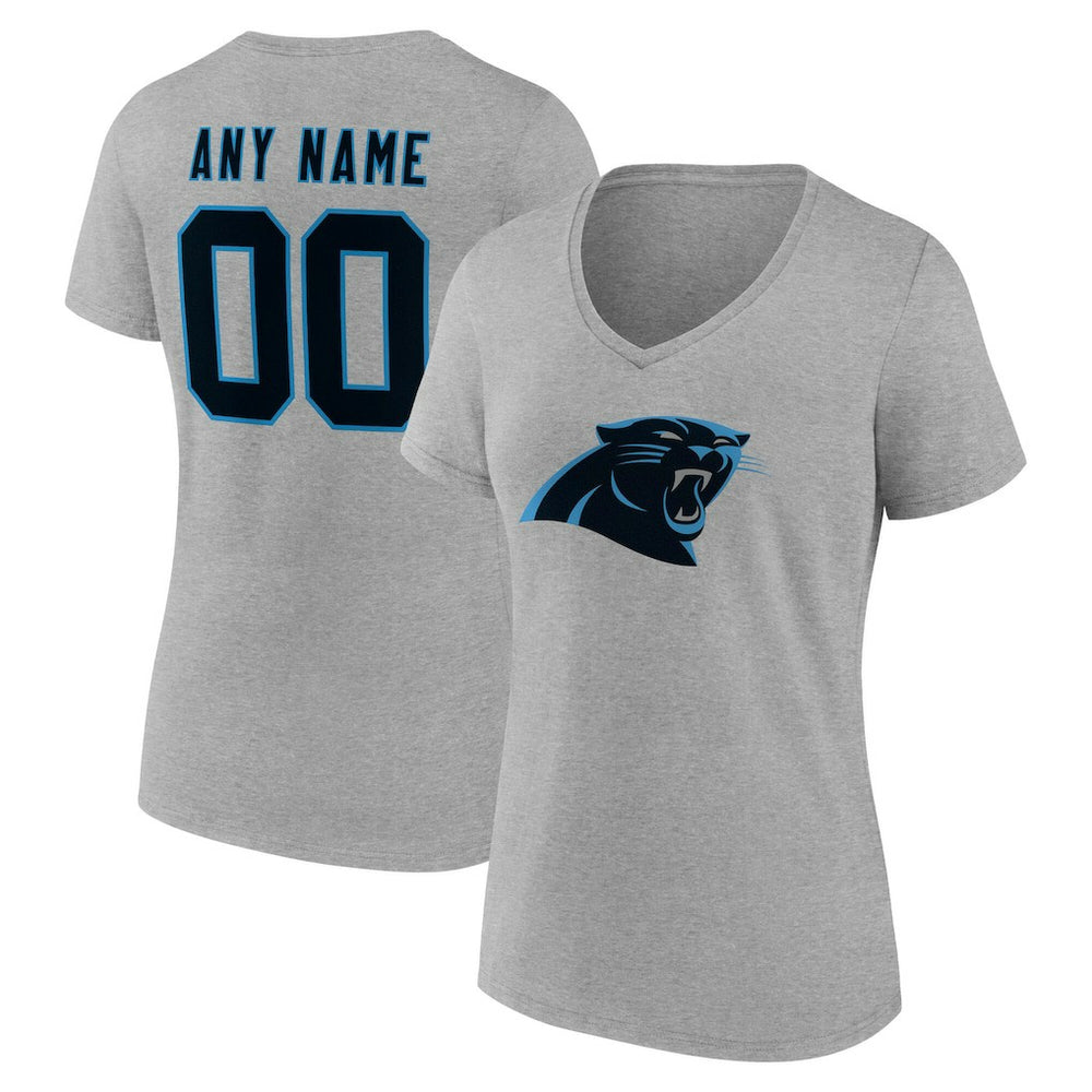 Carolina Panthers  Women's Team Authentic Personalized Name & Number V-Neck T-Shirt