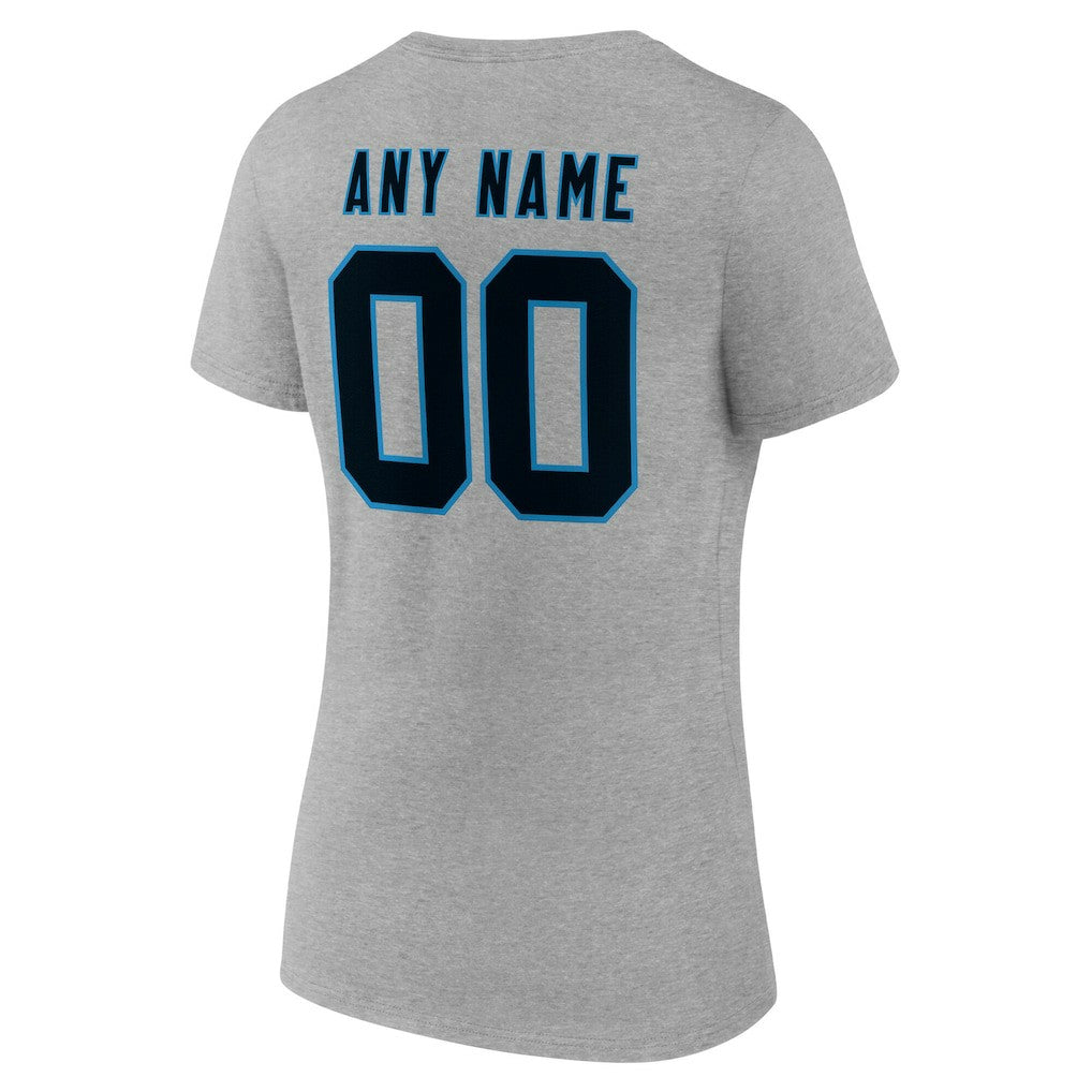 Carolina Panthers  Women's Team Authentic Personalized Name & Number V-Neck T-Shirt