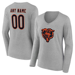 Chicago Bears  Women's Team Authentic Personalized Name & Number Long Sleeve V-Neck T-Shirt