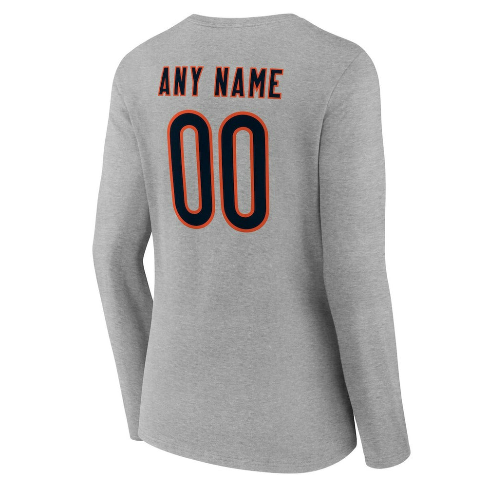 Chicago Bears  Women's Team Authentic Personalized Name & Number Long Sleeve V-Neck T-Shirt