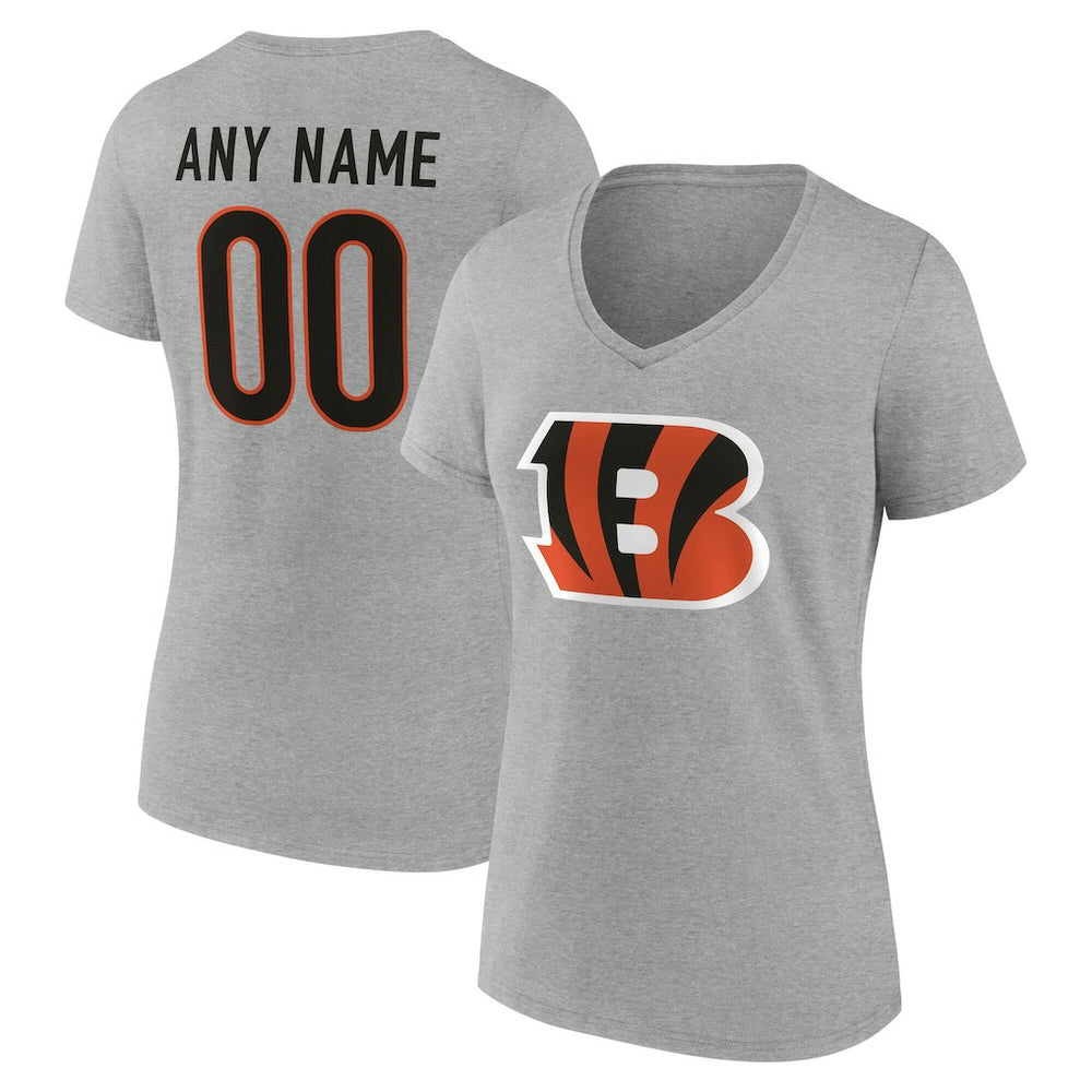 Cincinnati Bengals  Women's Team Authentic Personalized Name & Number V-Neck T-Shirt