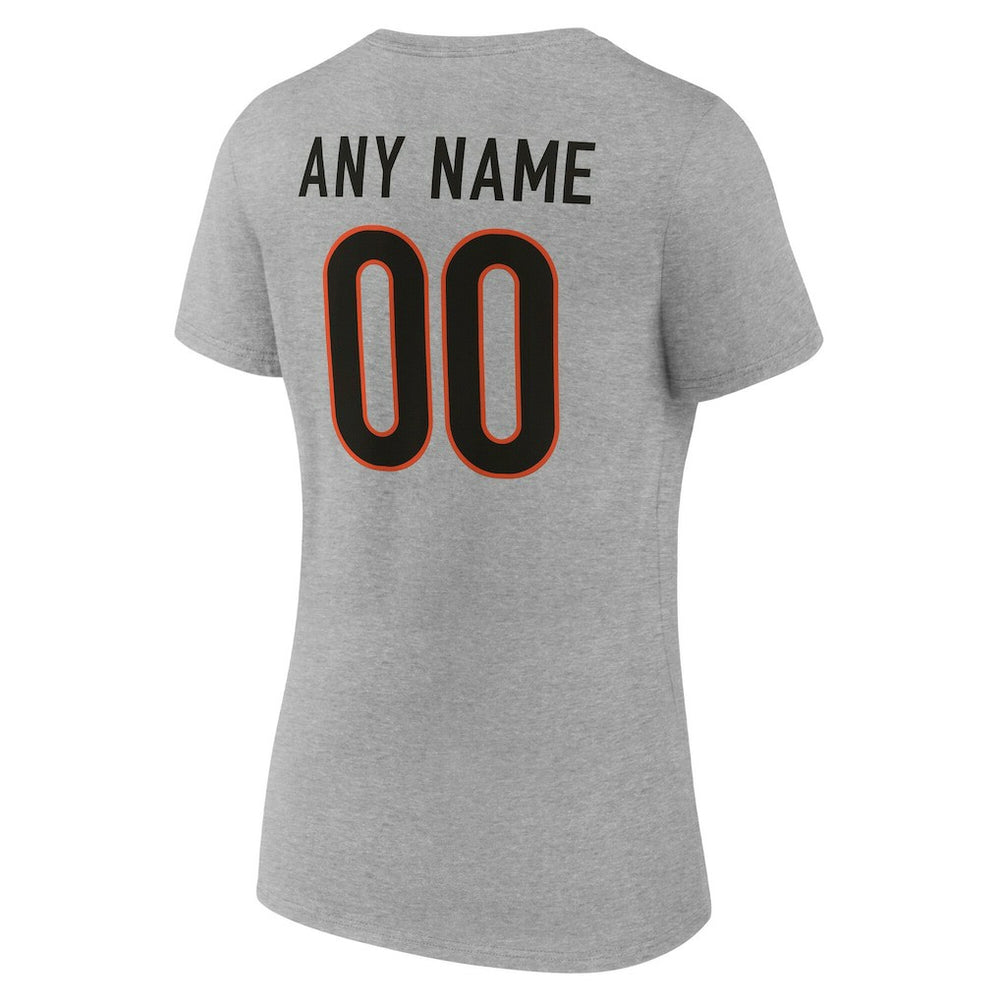 Cincinnati Bengals  Women's Team Authentic Personalized Name & Number V-Neck T-Shirt