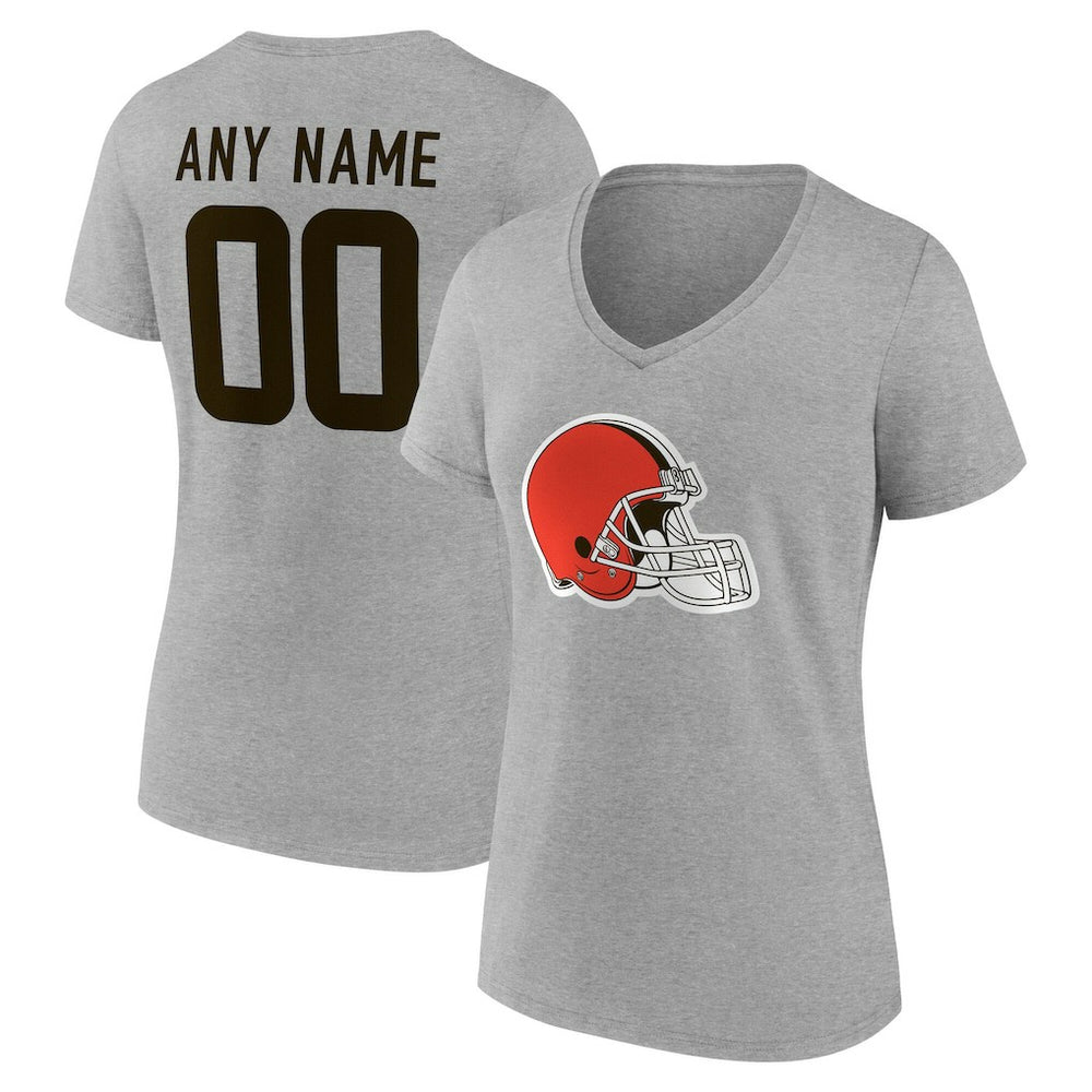 Cleveland Browns  Women's Team Authentic Personalized Name & Number V-Neck T-Shirt