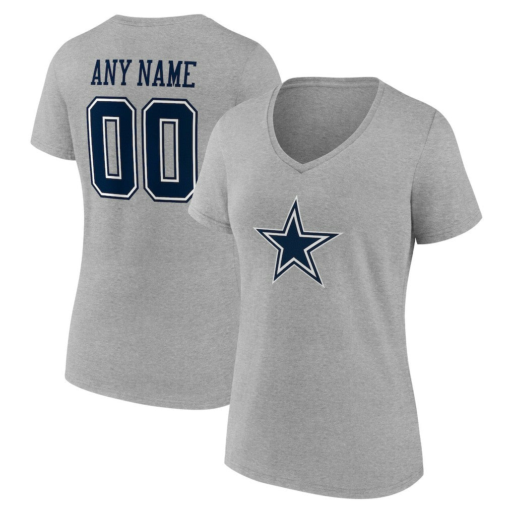 Dallas Cowboys  Women's Team Authentic Personalized Name & Number V-Neck T-Shirt