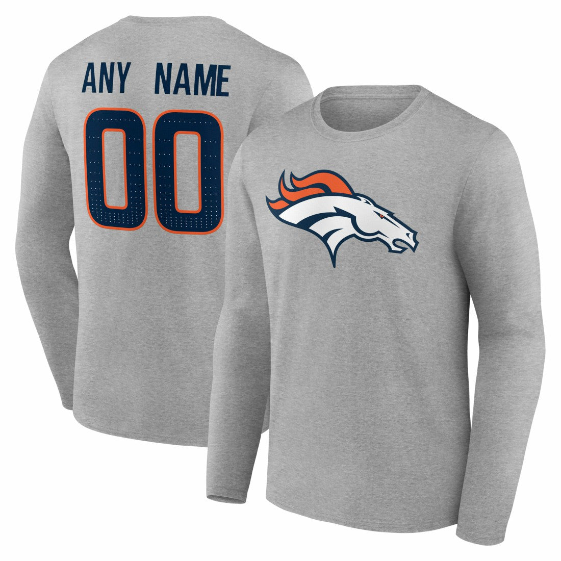Denver Broncos  Team Authentic Personalized Name & Number Long Sleeve T-Shirt