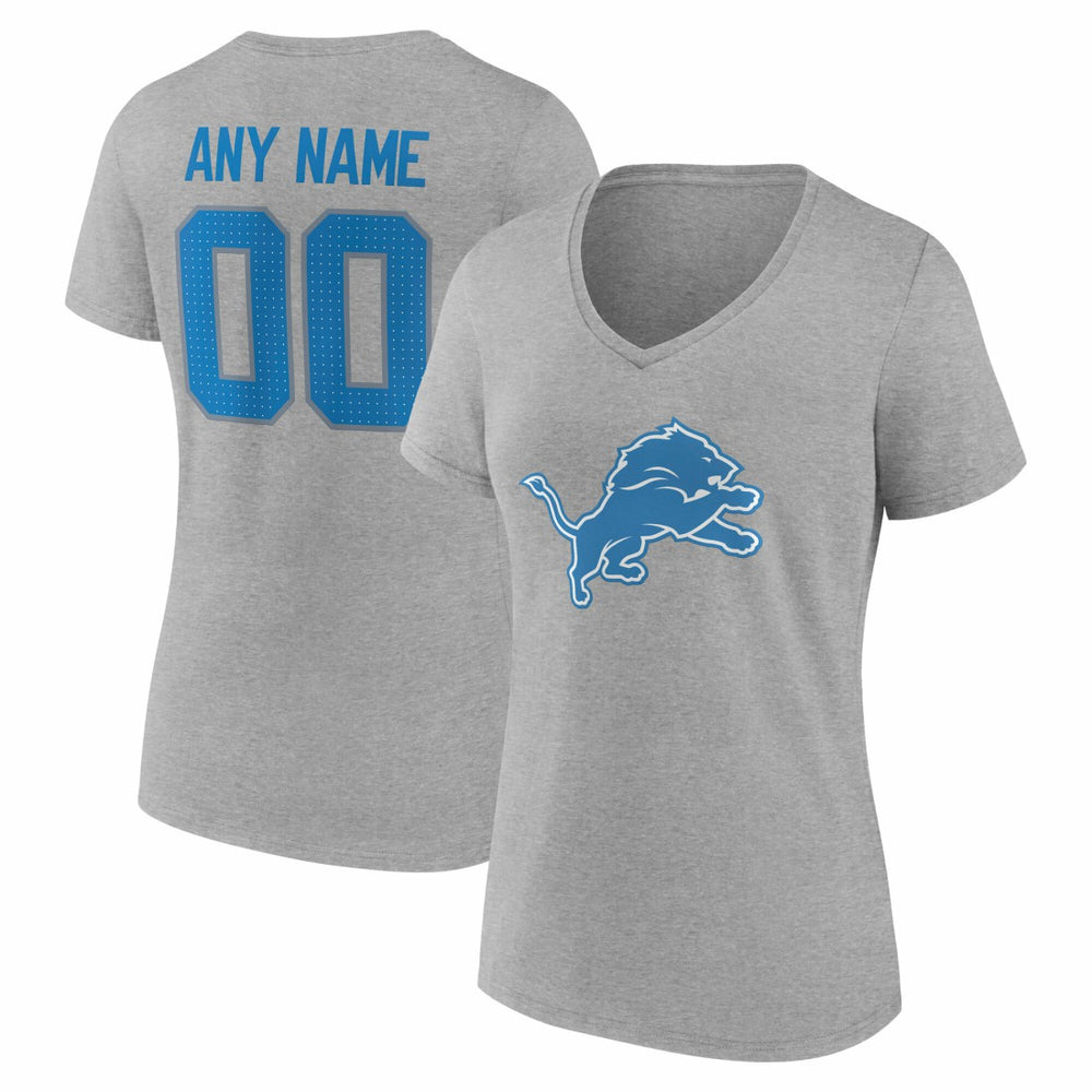 Detroit Lions  Women's Team Authentic Personalized Name & Number V-Neck T-Shirt