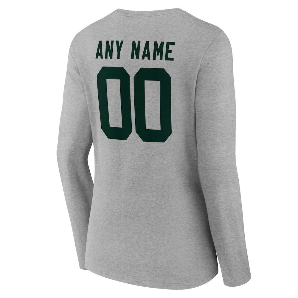 Green Bay Packers  Women's Team Authentic Personalized Name & Number Long Sleeve V-Neck T-Shirt