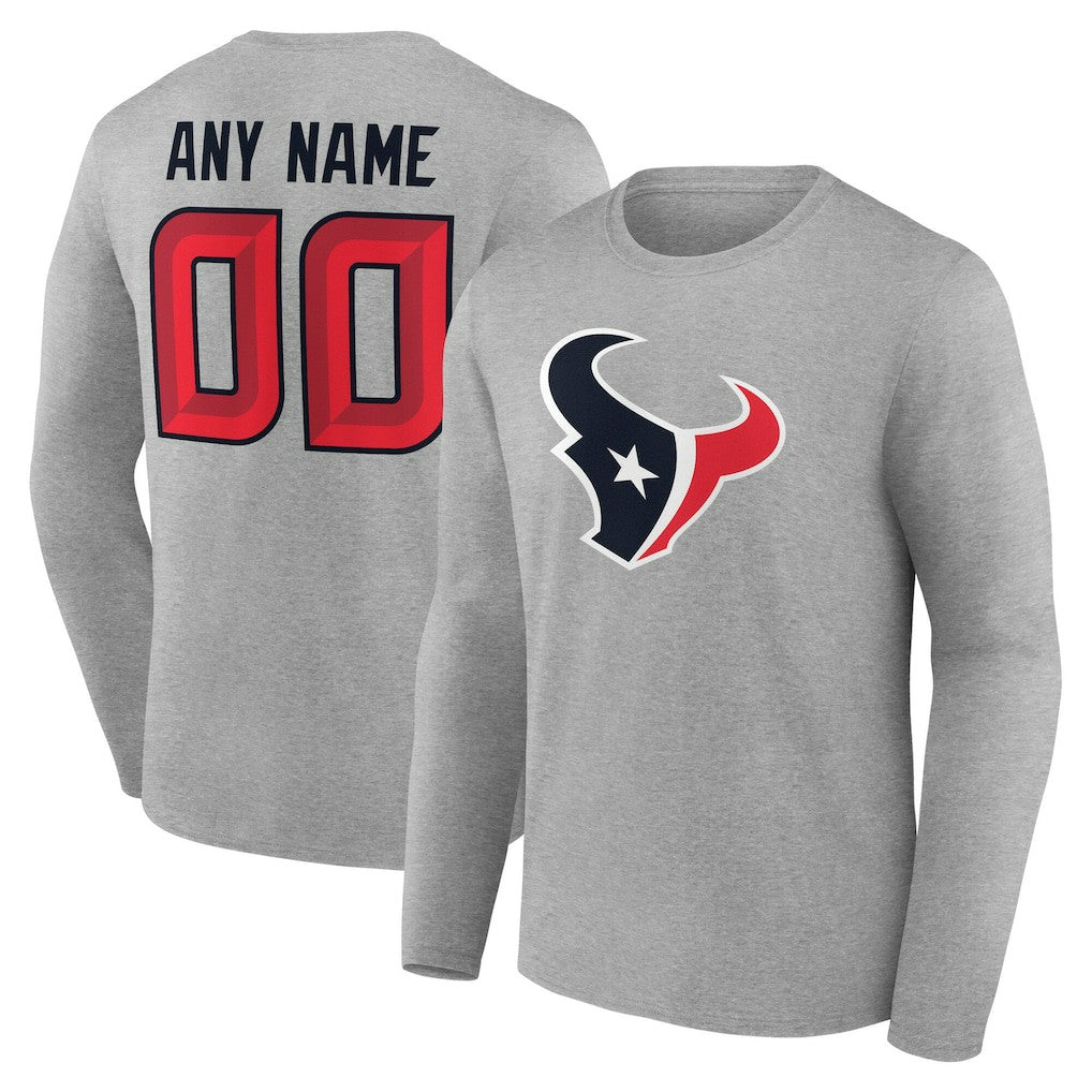 Houston Texans  Team Authentic Personalized Name & Number Long Sleeve T-Shirt
