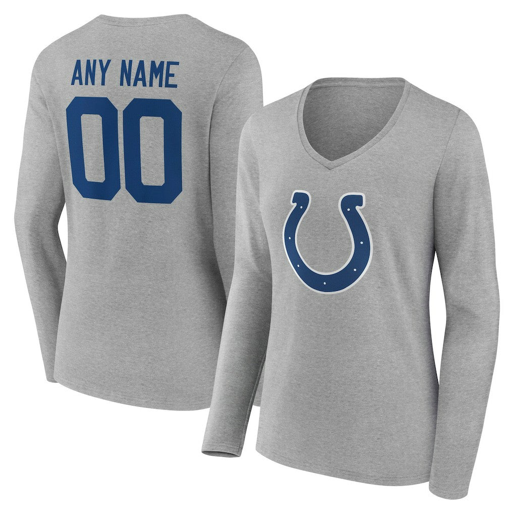 Indianapolis Colts  Women's Team Authentic Personalized Name & Number Long Sleeve V-Neck T-Shirt