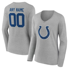 Indianapolis Colts  Women's Team Authentic Personalized Name & Number Long Sleeve V-Neck T-Shirt