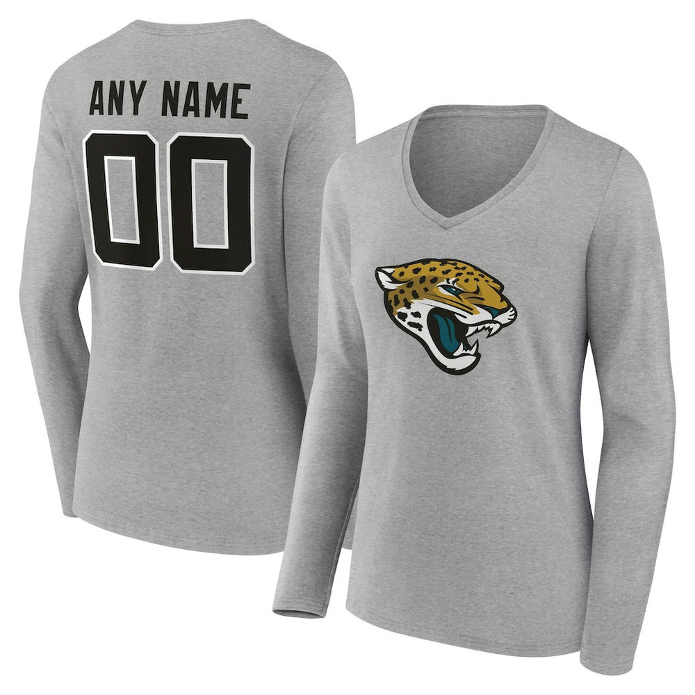 Jacksonville Jaguars  Women's Team Authentic Personalized Name & Number Long Sleeve V-Neck T-Shirt