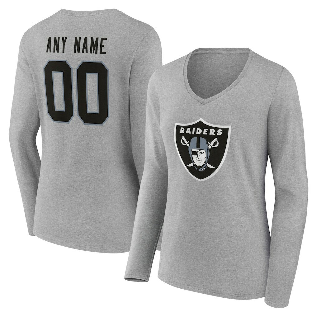 Las Vegas Raiders  Women's Team Authentic Personalized Name & Number Long Sleeve V-Neck T-Shirt