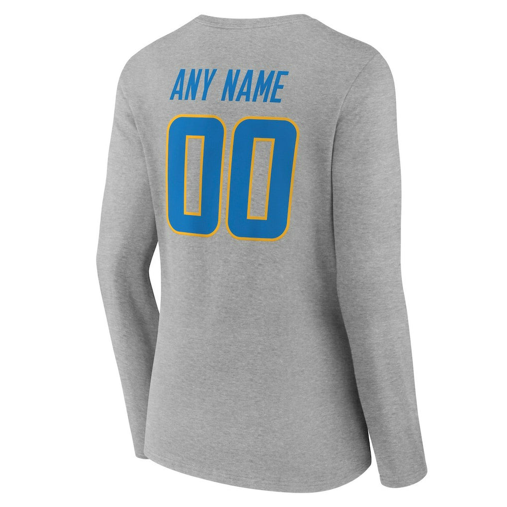 Los Angeles Chargers  Women's Team Authentic Personalized Name & Number Long Sleeve V-Neck T-Shirt