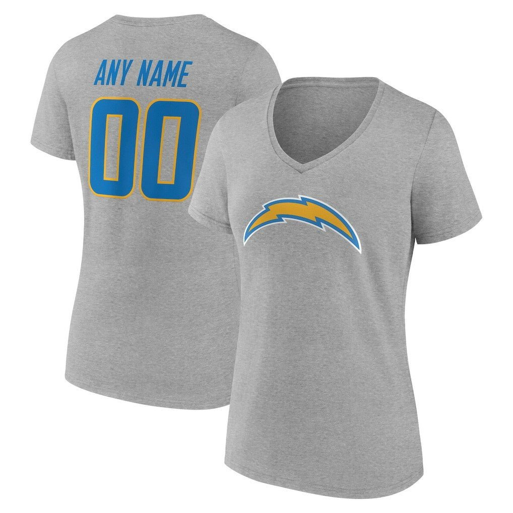 Los Angeles Chargers  Women's Team Authentic Personalized Name & Number V-Neck T-Shirt