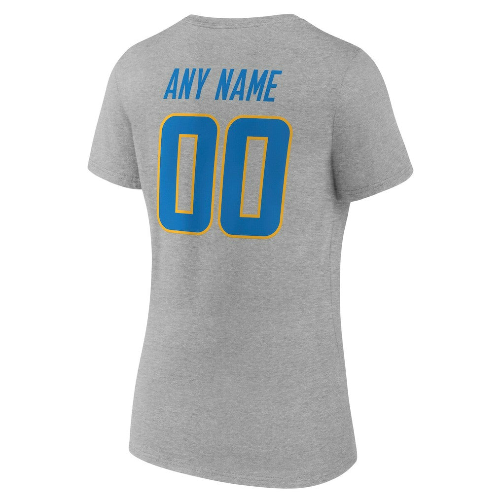 Los Angeles Chargers  Women's Team Authentic Personalized Name & Number V-Neck T-Shirt