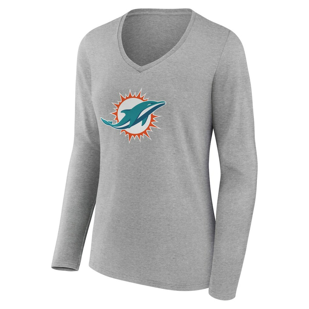 Miami Dolphins  Women's Team Authentic Personalized Name & Number Long Sleeve V-Neck T-Shirt