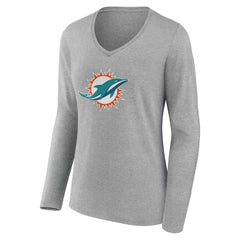Miami Dolphins  Women's Team Authentic Personalized Name & Number Long Sleeve V-Neck T-Shirt